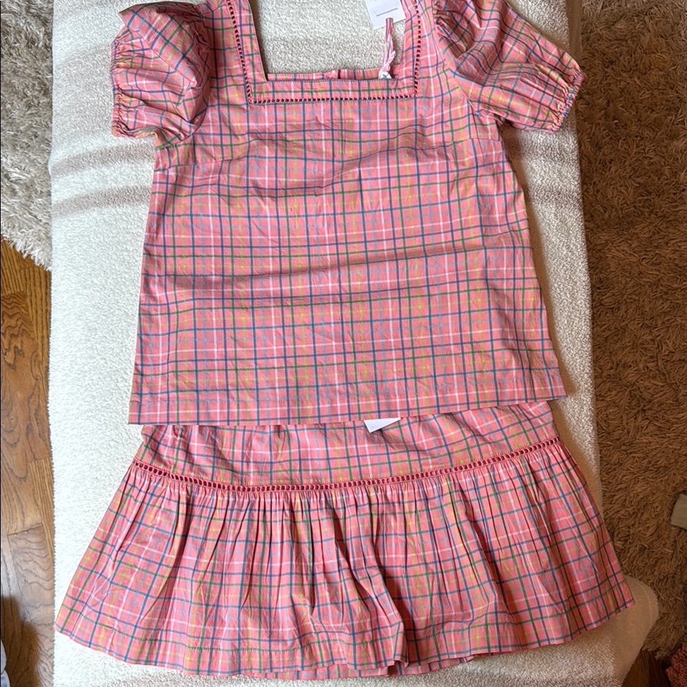 Vineyard Vines Pink and Green Plaid Top